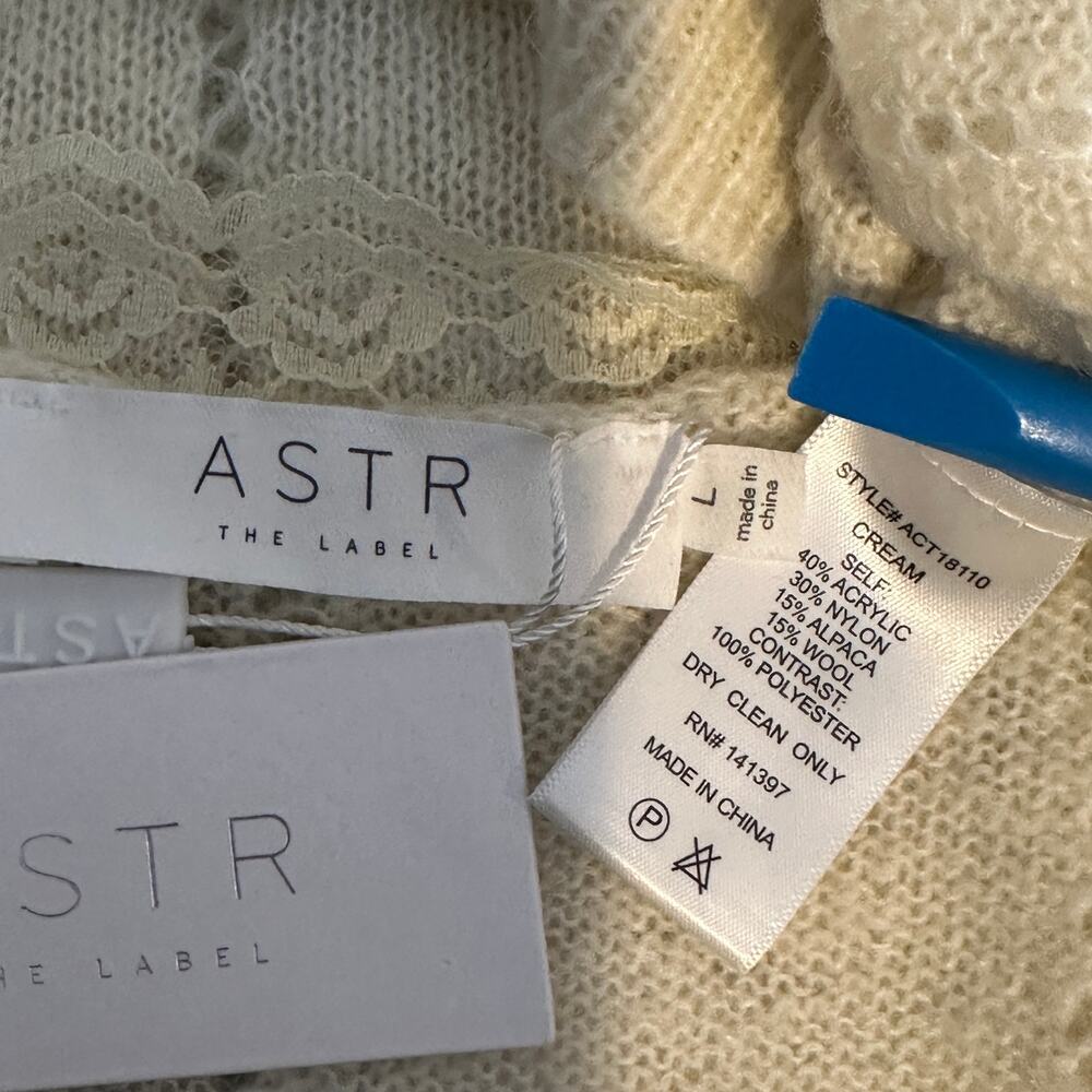 NWT ASTR the Label Arlie Lace Sweater Tank Large Wool Alpaca Romantic Coquette - Picture 8 of 9